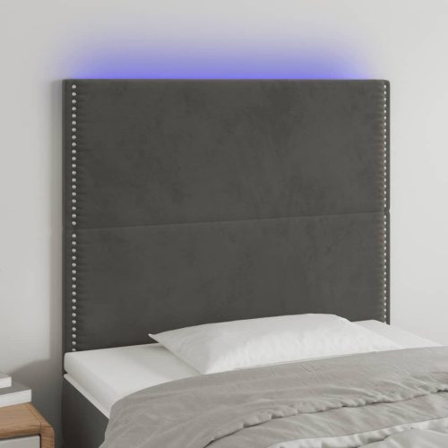 vidaXL sötétszürke bársony LED-es fejtámla 80x5x118/128 cm