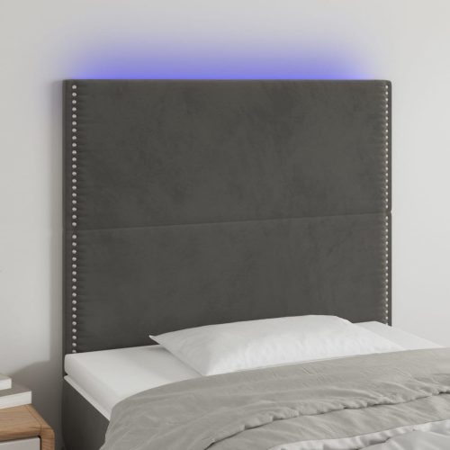 vidaXL sötétszürke bársony LED-es fejtámla 90x5x118/128 cm