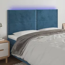   vidaXL sötétkék bársony LED-es fejtámla 160x5x118/128 cm