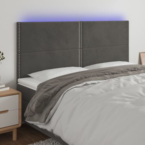 vidaXL sötétszürke bársony LED-es fejtámla 180x5x118/128 cm