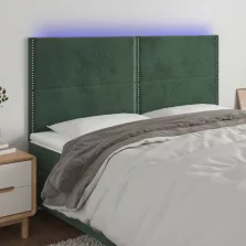   vidaXL sötétzöld bársony LED-es fejtámla 180x5x118/128 cm