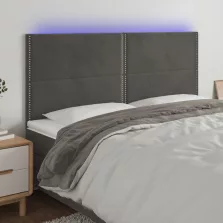   vidaXL sötétszürke bársony LED-es fejtámla 200x5x118/128 cm