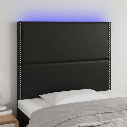 vidaXL fekete műbőr LED-es fejtámla 80x5x118/128 cm