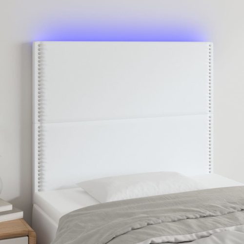 vidaXL fehér műbőr LED-es fejtámla 90x5x118/128 cm