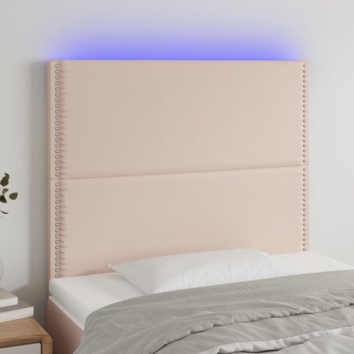 vidaXL cappuccino műbőr LED-es fejtámla 100x5x118/128 cm