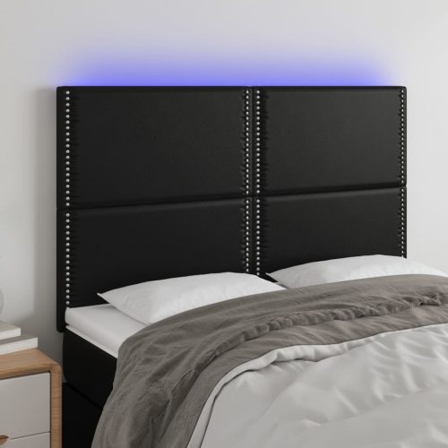 vidaXL fekete műbőr LED-es fejtámla 144x5x118/128 cm