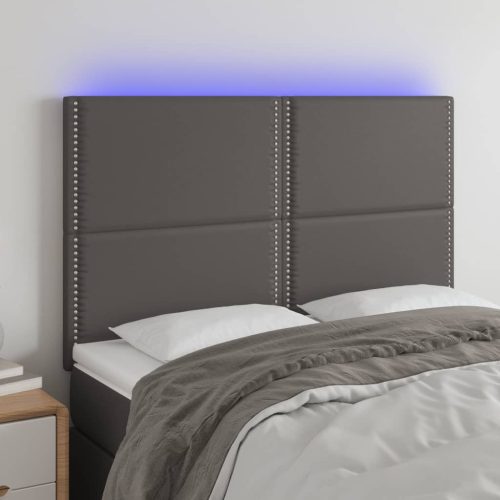 vidaXL szürke műbőr LED-es fejtámla 144x5x118/128 cm