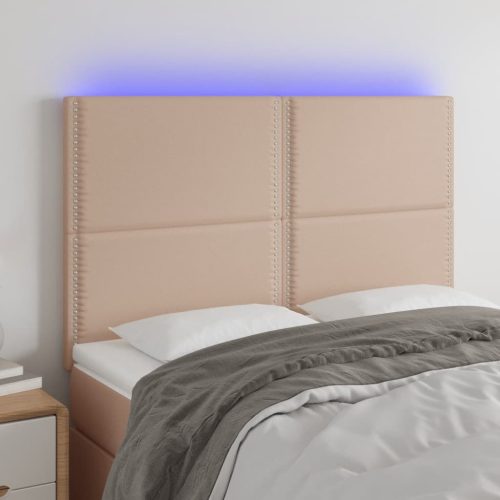 vidaXL cappuccino műbőr LED-es fejtámla 144x5x118/128 cm