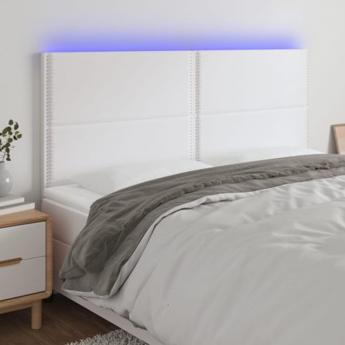 vidaXL fehér műbőr LED-es fejtámla 160x5x118/128 cm