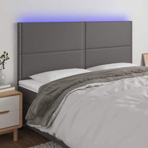 vidaXL szürke műbőr LED-es fejtámla 160x5x118/128 cm