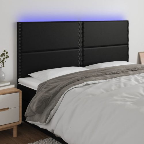 vidaXL fekete műbőr LED-es fejtámla 200x5x118/128 cm