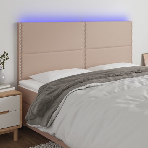 vidaXL cappuccino műbőr LED-es fejtámla 200x5x118/128 cm