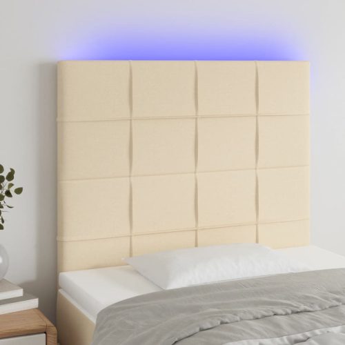 vidaXL krémszínű szövet LED-es fejtámla 90x5x118/128 cm