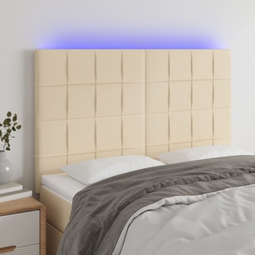 vidaXL krémszínű szövet LED-es fejtámla 144x5x118/128 cm