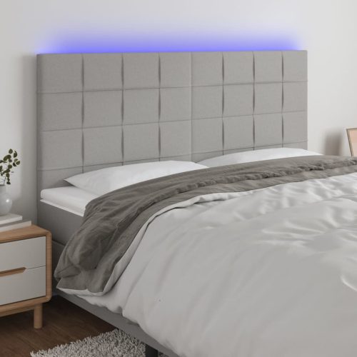 vidaXL világosszürke szövet LED-es fejtámla 160x5x118/128 cm