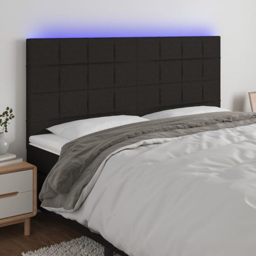 vidaXL fekete szövet LED-es fejtámla 160x5x118/128 cm