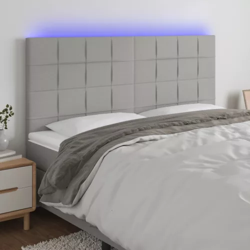 vidaXL világosszürke szövet LED-es fejtámla 180x5x118/128 cm