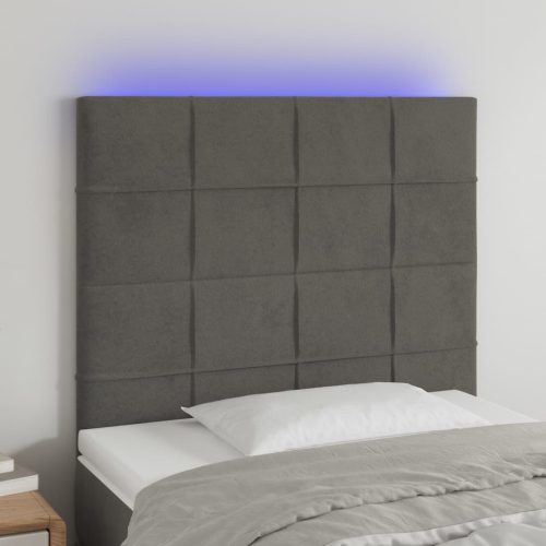 vidaXL sötétszürke bársony LED-es fejtámla 90x5x118/128 cm