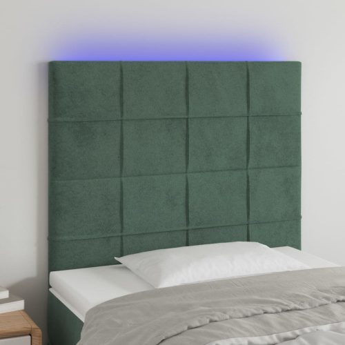 vidaXL sötétzöld bársony LED-es fejtámla 90x5x118/128 cm