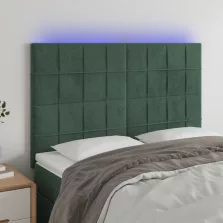   vidaXL sötétzöld bársony LED-es fejtámla 144x5x118/128 cm