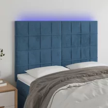   vidaXL sötétkék bársony LED-es fejtámla 144x5x118/128 cm
