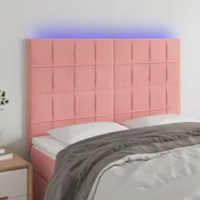   vidaXL rózsaszín bársony LED-es fejtámla 144x5x118/128 cm