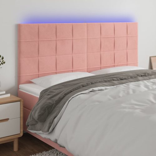 vidaXL rózsaszín bársony LED-es fejtámla 200x5x118/128 cm