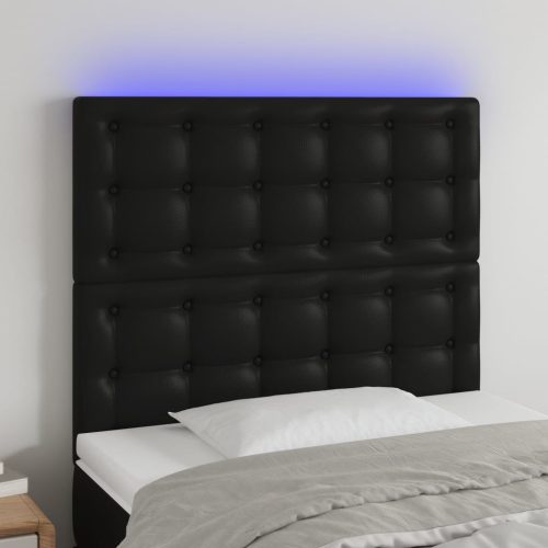 vidaXL fekete műbőr LED-es fejtámla 80x5x118/128 cm