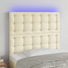 vidaXL krémszínű műbőr LED-es fejtámla 80x5x118/128 cm