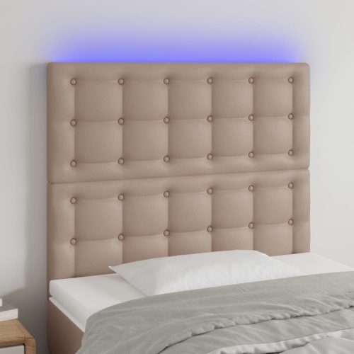 vidaXL cappuccino műbőr LED-es fejtámla 90x5x118/128 cm