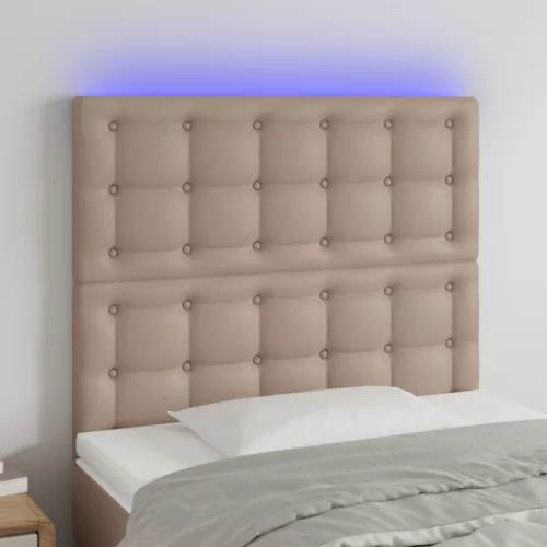 vidaXL cappuccino műbőr LED-es fejtámla 100x5x118/128 cm