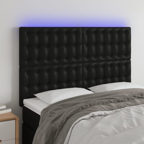 vidaXL fekete műbőr LED-es fejtámla 144x5x118/128 cm