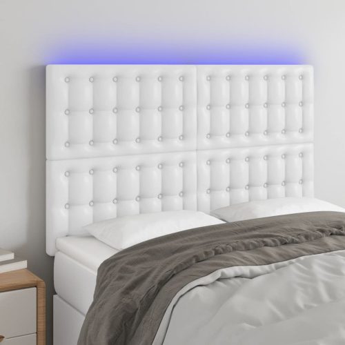 vidaXL fehér műbőr LED-es fejtámla 144x5x118/128 cm