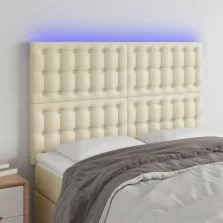   vidaXL krémszínű műbőr LED-es fejtámla 144x5x118/128 cm