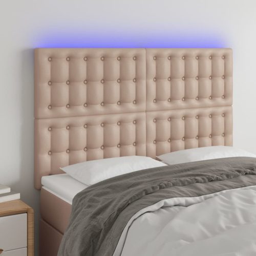 vidaXL cappuccino műbőr LED-es fejtámla 144x5x118/128 cm