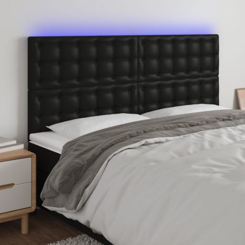 vidaXL fekete műbőr LED-es fejtámla 160x5x118/128 cm