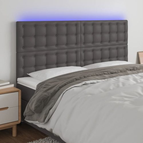 vidaXL szürke műbőr LED-es fejtámla 180x5x118/128 cm