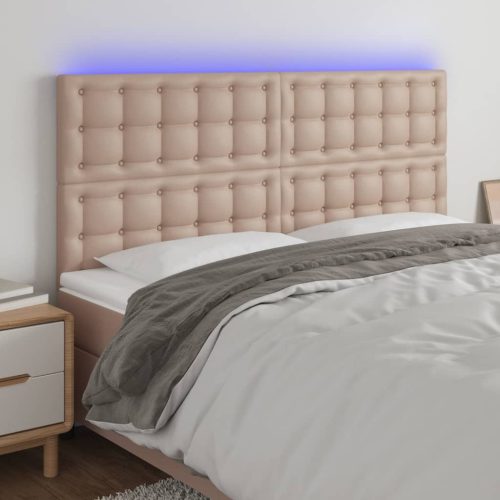 vidaXL cappuccino műbőr LED-es fejtámla 180x5x118/128 cm