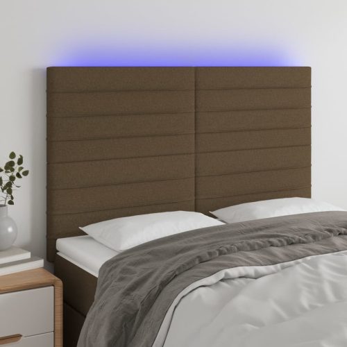 vidaXL sötétbarna szövet LED-es fejtámla 144x5x118/128 cm