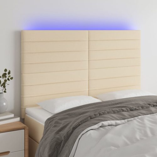 vidaXL krémszínű szövet LED-es fejtámla 144x5x118/128 cm