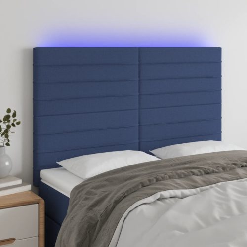 vidaXL kék szövet LED-es fejtámla 144x5x118/128 cm