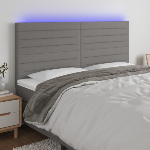 vidaXL sötétszürke szövet LED-es fejtámla 180x5x118/128 cm