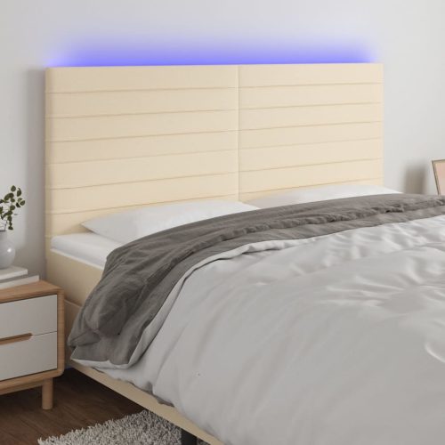 vidaXL krémszínű szövet LED-es fejtámla 200x5x118/128 cm