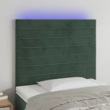   vidaXL sötétzöld bársony LED-es fejtámla 90x5x118/128 cm