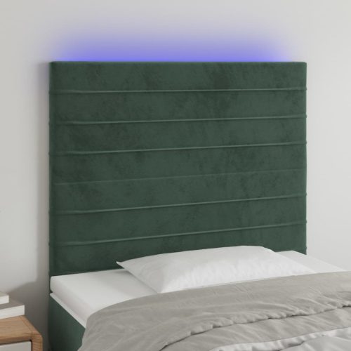 vidaXL sötétzöld bársony LED-es fejtámla 90x5x118/128 cm