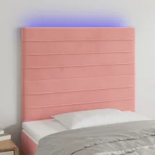   vidaXL rózsaszín bársony LED-es fejtámla 100x5x118/128 cm