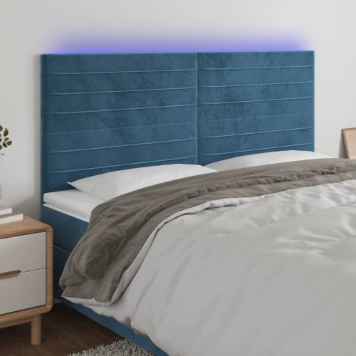 vidaXL sötétkék bársony LED-es fejtámla 160x5x118/128 cm