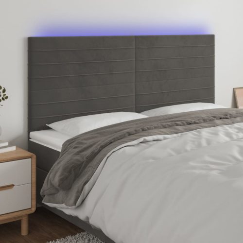 vidaXL sötétszürke bársony LED-es fejtámla 180x5x118/128 cm