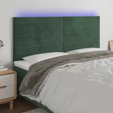   vidaXL sötétzöld bársony LED-es fejtámla 180x5x118/128 cm