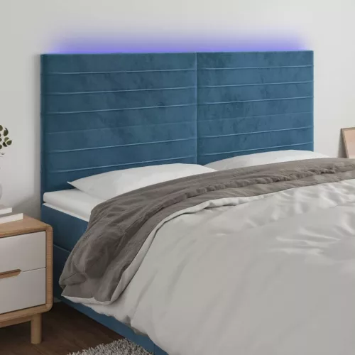 vidaXL sötétkék bársony LED-es fejtámla 180x5x118/128 cm